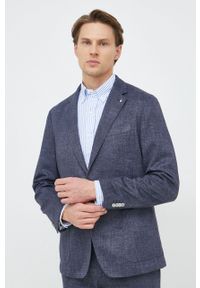 BOSS marynarka męska kolor niebieski. Kolor: niebieski. Materiał: materiał, włókno. Styl: klasyczny #1