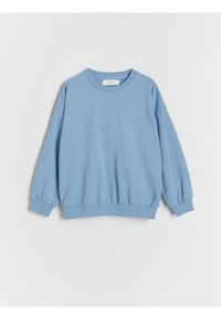 Reserved - Gładka bluza basic - niebieski. Kolor: niebieski. Materiał: bawełna, dzianina. Wzór: gładki