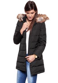 Wrangler - DAMSKA KURTKA ZIMOWA WRANGLER LONG PUFFER BLACK W4126VJ01. Materiał: futro. Sezon: zima