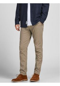 Jack & Jones Spodnie materiałowe Marco Dave 12174307 Beżowy Slim Fit. Kolor: beżowy. Materiał: bawełna #1