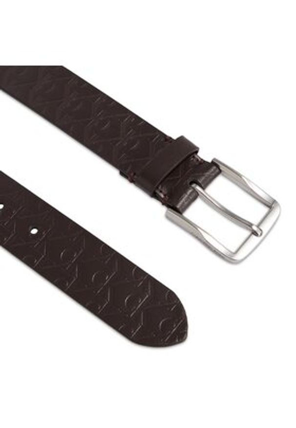 Calvin Klein Jeans Pasek Męski Classic Flat Lthr Belt 35Mm Aop K50K511518 Brązowy. Kolor: brązowy. Materiał: skóra