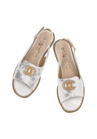 Białe Sandały S.Barski Eleganckie Obuwie Damskie Z Broszką. Okazja: na co dzień. Zapięcie: pasek. Kolor: biały. Materiał: skóra ekologiczna. Sezon: lato. Styl: elegancki #3