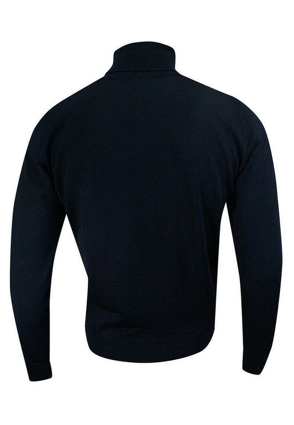Niebieski sweter MM Classic z golfem, klasyczny