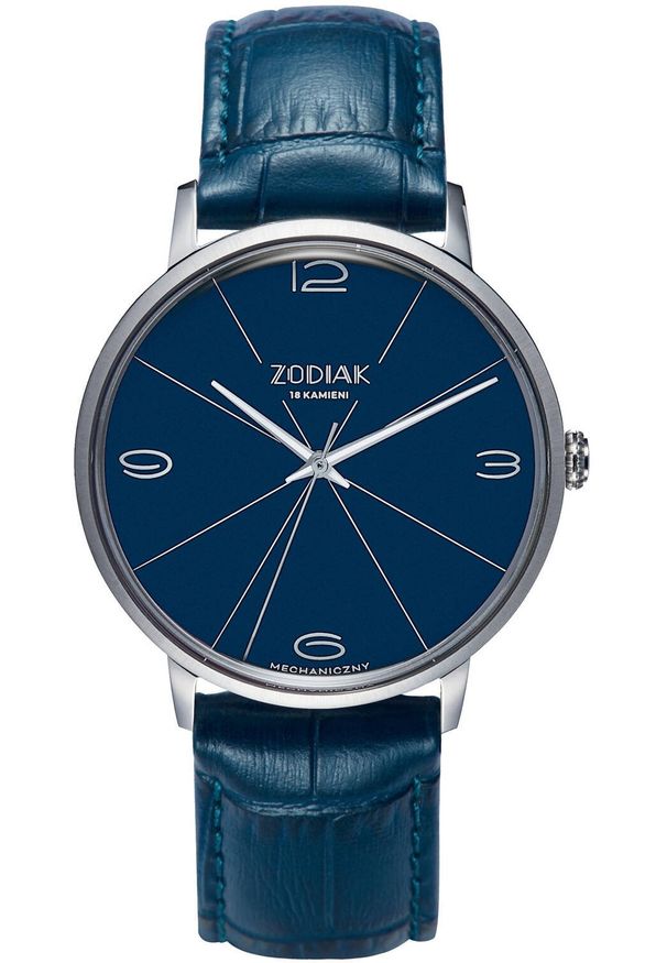 BŁONIE - Zegarek Błonie Zodiak Mechaniczny Granatowy męski .. Rodzaj zegarka: analogowe. Kolor: niebieski