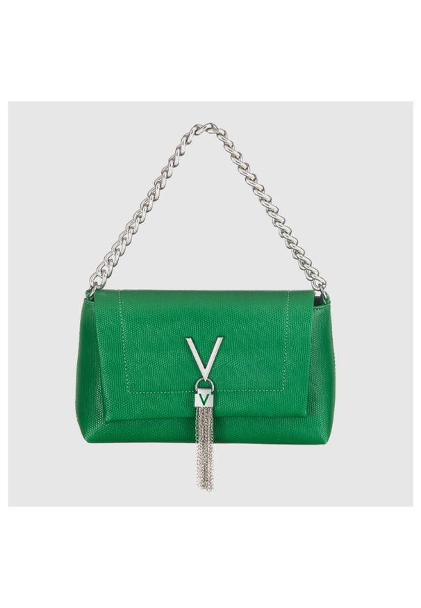Valentino by Mario Valentino - VALENTINO Zielona torebka z ozdobnym V oceania re satchel. Kolor: zielony. Materiał: skórzane