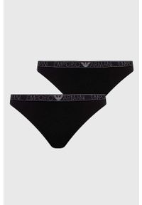 Emporio Armani Underwear stringi 2-pack kolor czarny. Kolor: czarny. Materiał: materiał