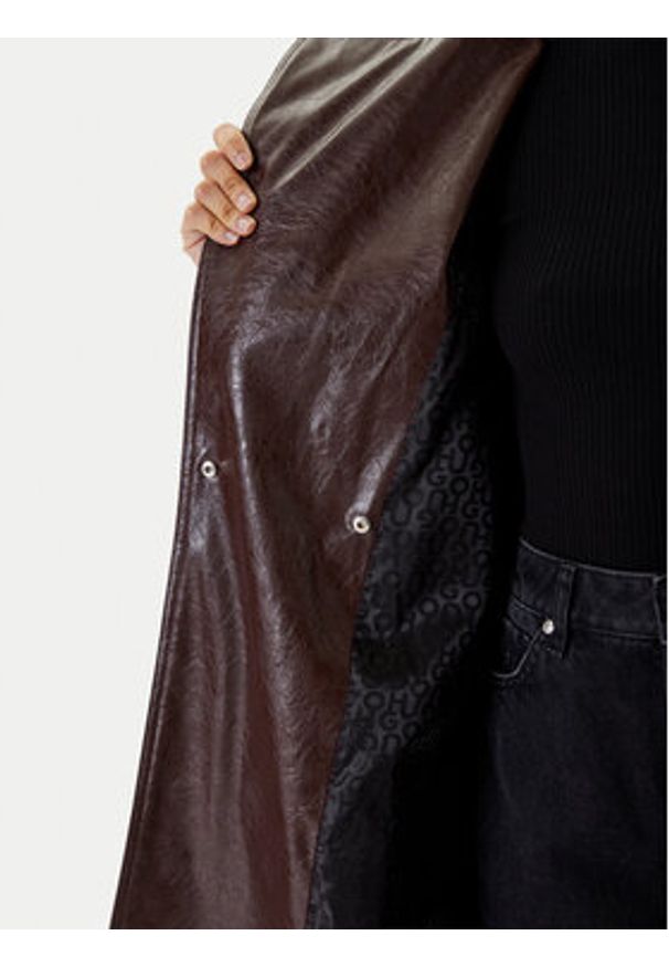 Hugo - HUGO Płaszcz przejściowy Malitte-1 50542286 Brązowy Relaxed Fit. Kolor: brązowy. Materiał: syntetyk