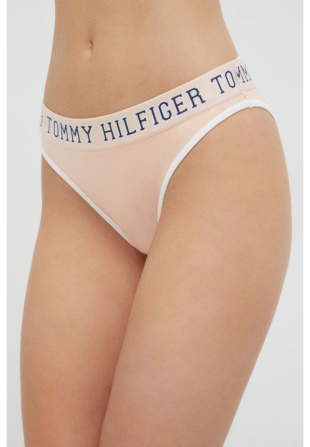 TOMMY HILFIGER - Tommy Hilfiger biustonosz kolor pomarańczowy. Kolor: pomarańczowy. Materiał: materiał. Rodzaj stanika: odpinane ramiączka