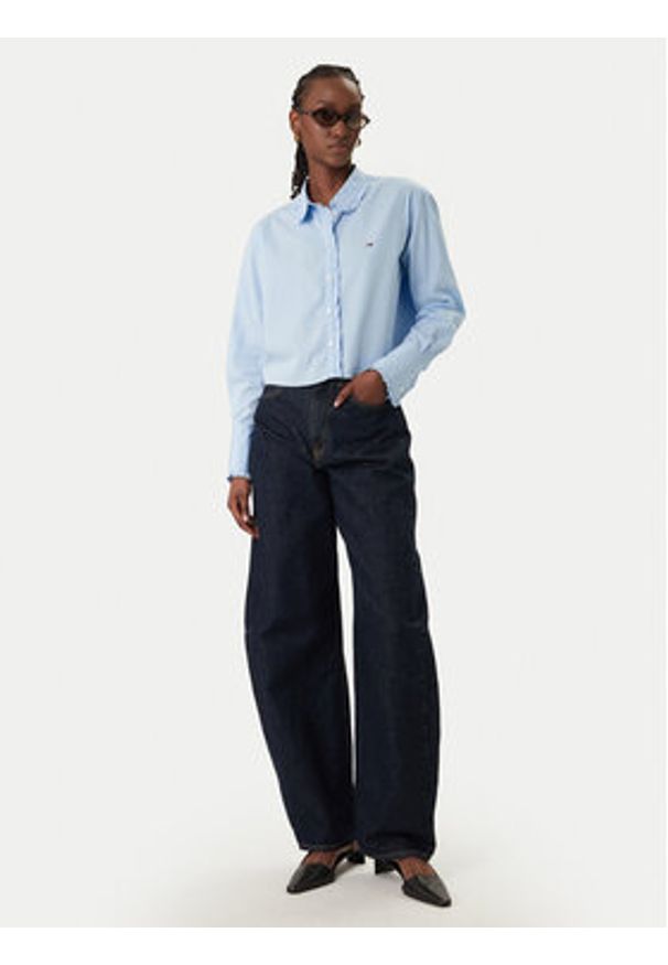 Tommy Jeans Koszula DW0DW22767 Błękitny Relaxed Fit. Kolor: niebieski. Materiał: bawełna