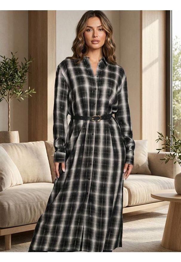 Sinsay - Sukienka midi z paskiem - wielobarwny. Długość: midi