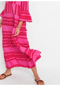 bonprix - Długa sukienka z lejącej wiskozy. Kolor: czerwony. Materiał: wiskoza. Wzór: nadruk, aplikacja. Długość: maxi #2