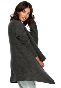 Polskie swetry - Sweter kardigan asymetryczna narzutka z wełną. Okazja: na co dzień. Materiał: wełna. Długość: długie. Styl: casual, elegancki #2