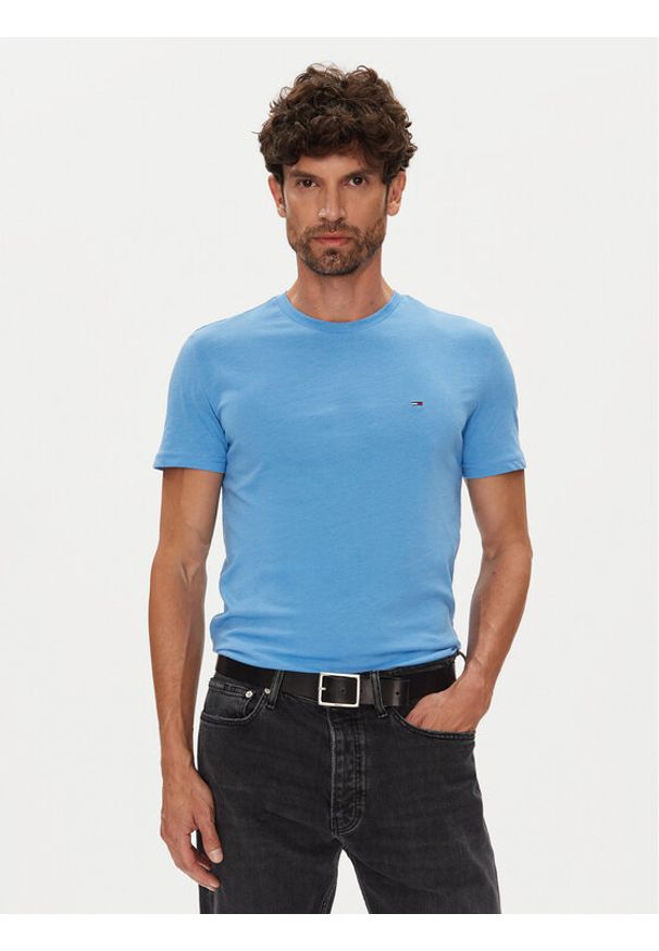Tommy Jeans T-Shirt Jaspe DM0DM20363 Niebieski Slim Fit. Kolor: niebieski. Materiał: bawełna, syntetyk