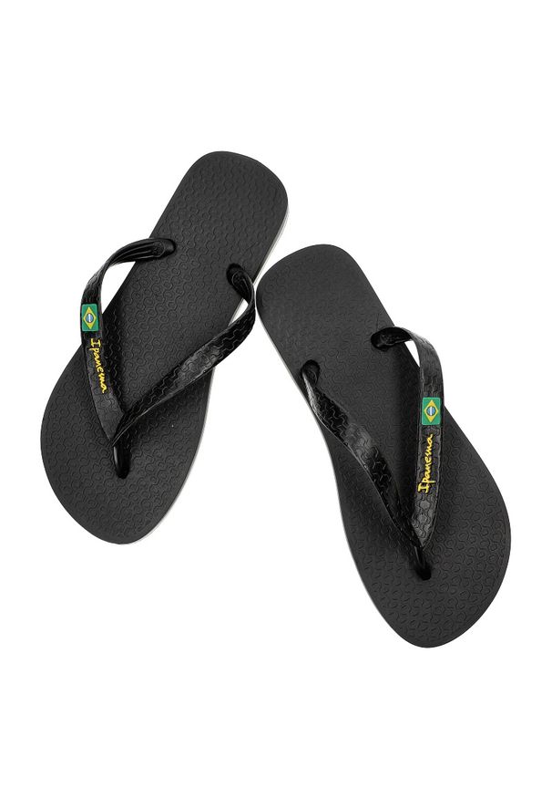 Czarne Japonki Ipanema Stylowe Obuwie. Okazja: na plażę, na spacer, na co dzień. Kolor: czarny. Materiał: materiał. Wzór: paski. Sezon: lato. Styl: elegancki