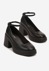 Born2be - Czarne Czółenka na Obcasie i Platformie w Eleganckim Stylu Isivia. Nosek buta: otwarty. Kolor: czarny. Materiał: lakier. Obcas: na obcasie. Styl: elegancki. Wysokość obcasa: średni #3