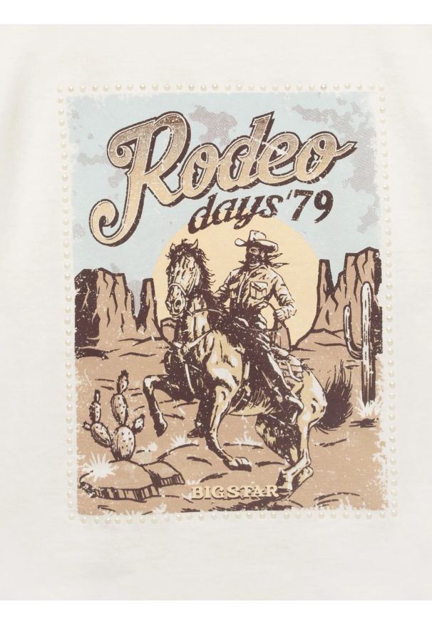 Big-Star - Koszulka damska z linii Authentic z nadrukiem biała Erellsa 100. Okazja: na co dzień. Kolor: biały. Materiał: dzianina, jeans, materiał. Wzór: nadruk. Styl: casual, elegancki, klasyczny