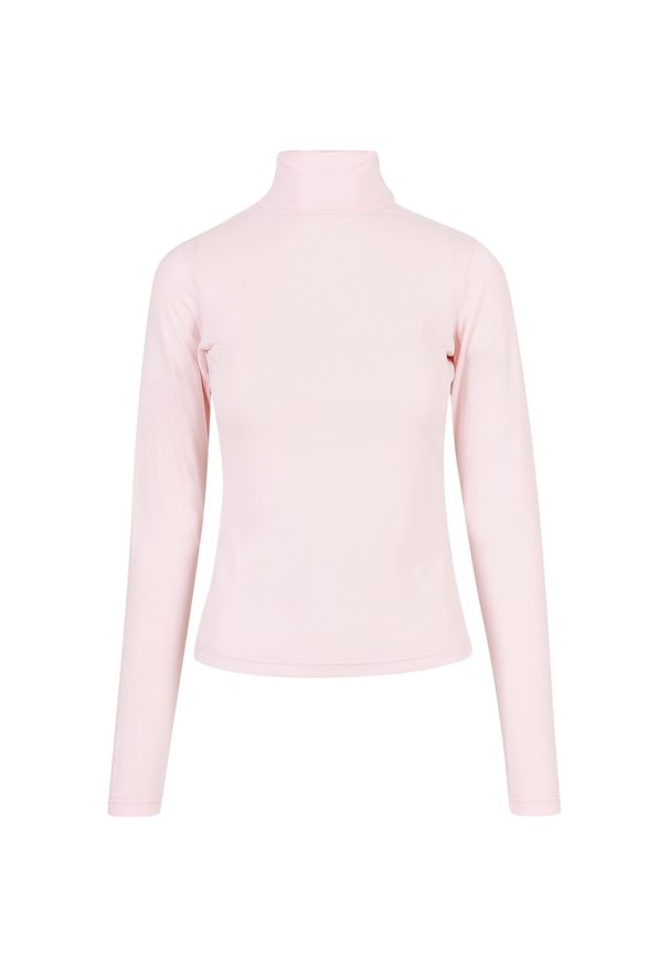 Damska bluza z długim rękawem z golfem z modalu Urban Classics. Typ kołnierza: golf. Kolor: różowy. Materiał: polar. Długość rękawa: długi rękaw. Długość: długie. Sezon: zima. Sport: golf