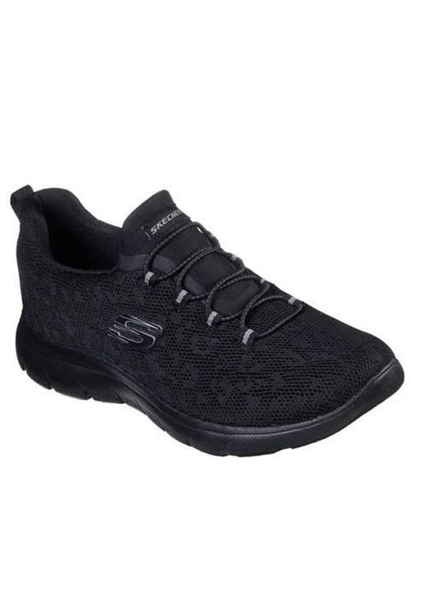 skechers - Buty do chodzenia damskie Skechers Summits Leopard Spot. Zapięcie: sznurówki. Kolor: czarny. Materiał: materiał, tkanina. Szerokość cholewki: normalna. Sport: turystyka piesza