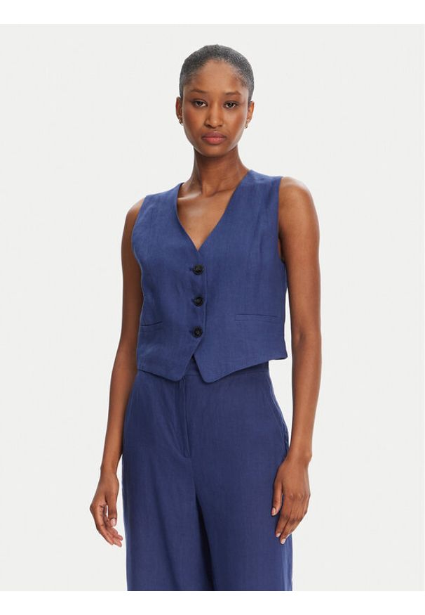 Marella Kamizelka Anemone 2515151012 Niebieski Regular Fit. Kolor: niebieski. Materiał: len