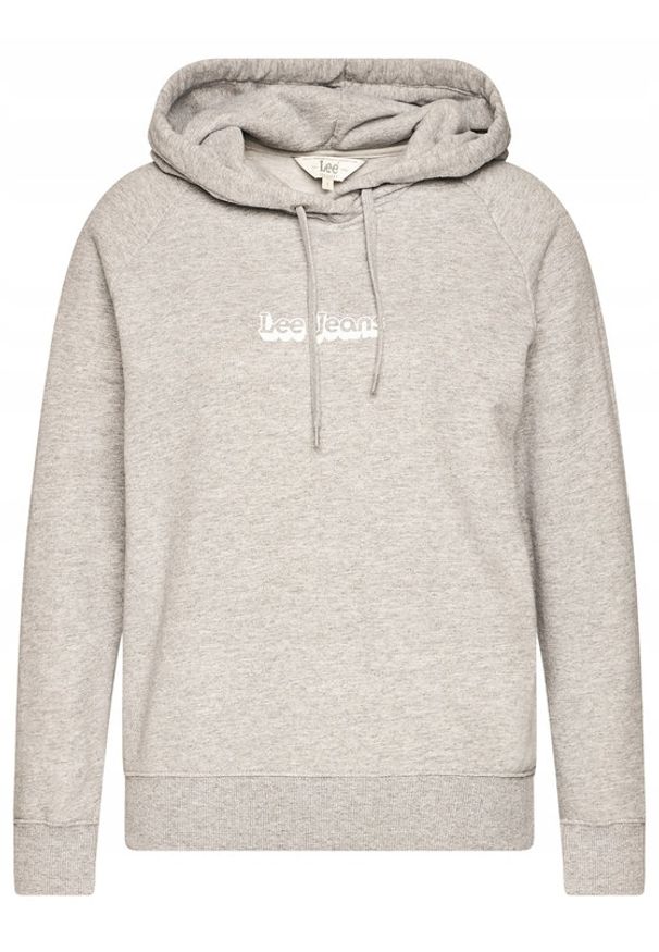 Lee - LEE ESSENTIAL HOODIE DAMSKA BLUZA Z KAPTUREM LOGO GREY MELE L53WTXMP. Typ kołnierza: kaptur