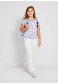 T-shirt dziewczęcy z bawełny organicznej bonprix jasny fioletowy. Kolor: fioletowy. Materiał: bawełna. Wzór: nadruk #5