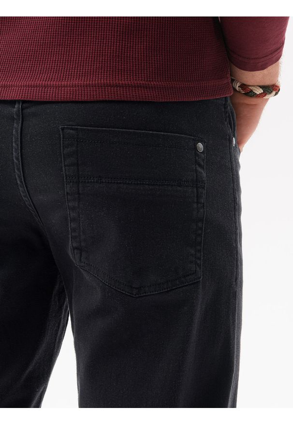 Ombre Clothing - Spodnie męskie chinosy SLIM FIT P1059 - czarne - XL. Okazja: na co dzień. Kolor: czarny. Materiał: elastan, bawełna, tkanina. Styl: casual