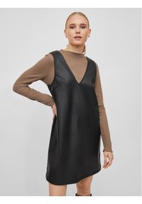 Sukienka z imitacji skóry Vila. Kolor: czarny. Materiał: skóra #1