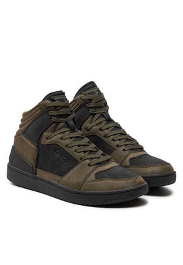 Guess Sneakersy Sava Mid FMTSAM PEL12 Zielony. Kolor: zielony. Materiał: skóra