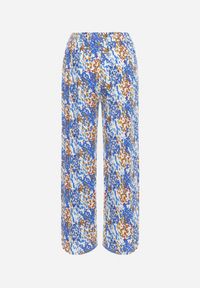 Born2be - Niebieskie Szerokie Spodnie z Wiskozy w Abstrakcyjny Print z Gumką w Pasie Sumiesa. Kolor: niebieski. Materiał: wiskoza. Wzór: nadruk #4