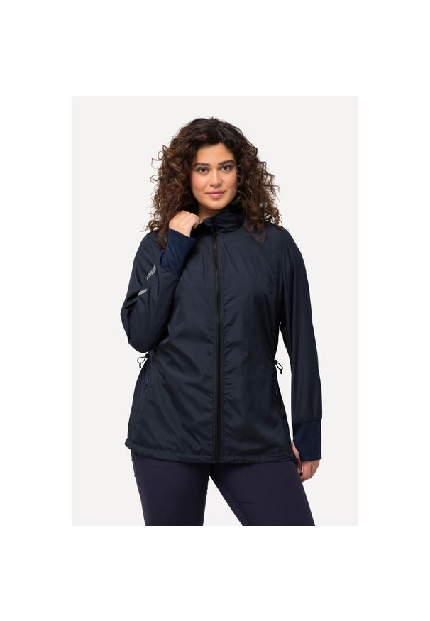 ULLA POPKEN - Damskie Kurtka HYPRAR lekka stójka tunel z recyklingu. Typ kołnierza: kołnierzyk stójkowy. Kolekcja: plus size. Kolor: niebieski. Materiał: poliester, materiał. Sport: turystyka piesza
