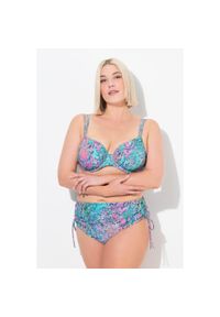 ULLA POPKEN - Damskie Bikini wężowa skóra miseczki z fiszbinami regulowane podwójne ramiączko. Kolekcja: plus size. Kolor: niebieski, wielokolorowy, zielony. Materiał: poliester, poliamid, materiał, elastan #1