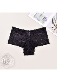 Intica - Koronkowe brazyliany z szerokim pasem na co dzień So. Kolor: czarny. Materiał: koronka. Wzór: koronka