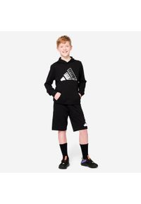 Adidas - Bluza dziecięca ADIDAS z kapturem. Typ kołnierza: kaptur. Kolor: czarny. Materiał: bawełna, włókno. Sport: joga i pilates