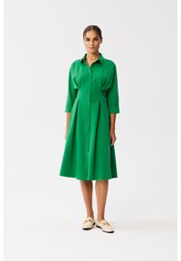 Stylove - Sukienka koszulowa elegancka z kołnierzykiem zielona. Okazja: na co dzień. Kolor: zielony. Typ sukienki: koszulowe. Styl: elegancki #2