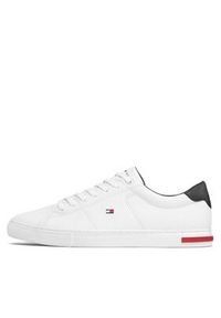 TOMMY HILFIGER - Tommy Hilfiger Sneakersy Essential Leather Detail Vulc FM0FM04047 Biały. Kolor: biały. Materiał: skóra #4