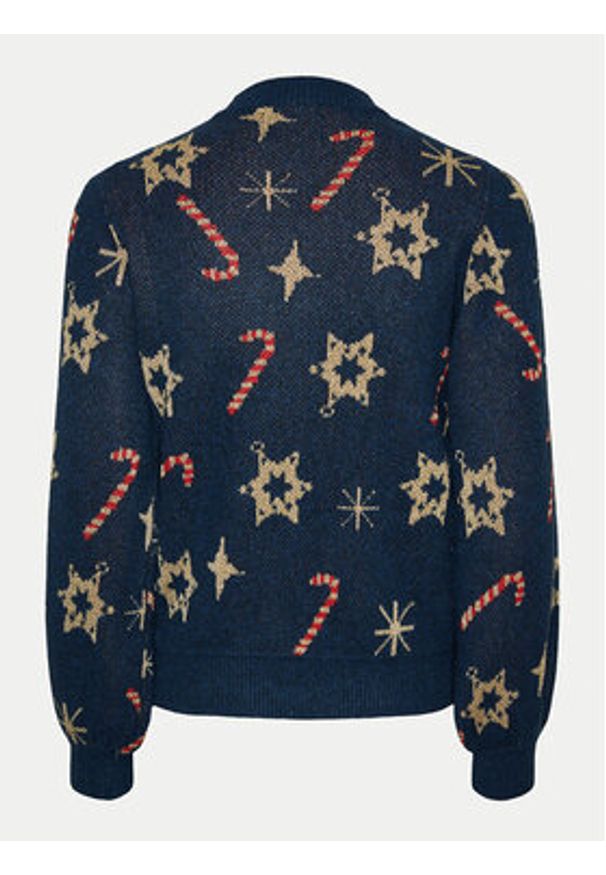 Pieces Sweter Sugar 17152789 Granatowy Regular Fit. Kolor: niebieski. Materiał: syntetyk