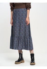 Big-Star - Spódnica damska midi z motywem kwiatowym Fiorda 401. Okazja: na co dzień. Kolor: niebieski. Materiał: materiał, wiskoza. Wzór: kwiaty. Styl: elegancki, casual #4