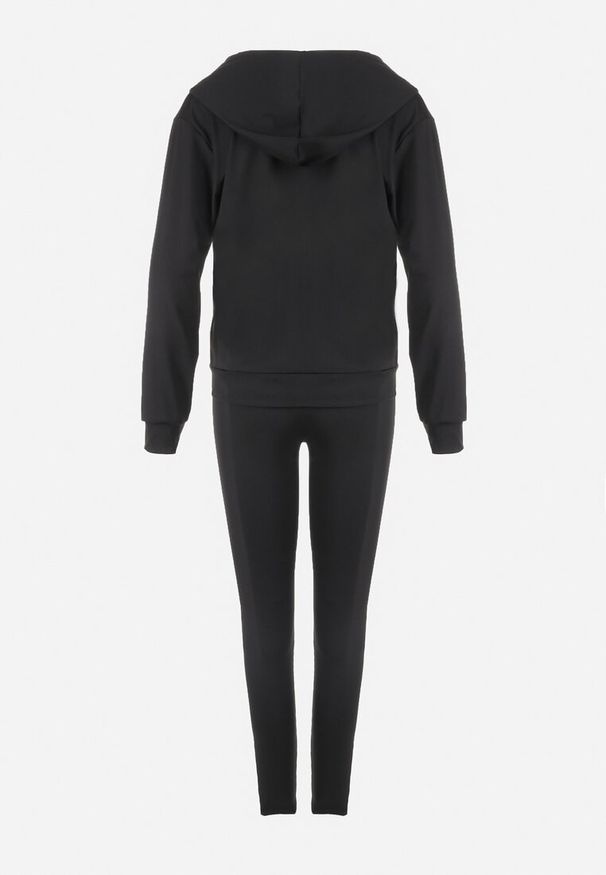 Born2be - Czarny Komplet Sportowy 3-częściowy Bluza Legginsy i Top Fika. Kolor: czarny. Sport: turystyka piesza