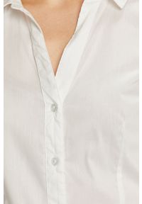 Vero Moda - Koszula. Typ kołnierza: kołnierzyk klasyczny. Kolor: biały. Materiał: bawełna, materiał, elastan, tkanina, nylon. Długość: długie. Wzór: gładki. Styl: klasyczny #6