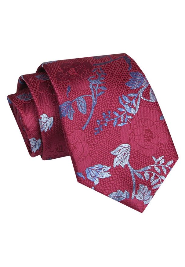 Alties - Krawat - ALTIES - Czerwony w Kwiaty. Kolor: czerwony. Materiał: tkanina. Wzór: kwiaty. Styl: elegancki, wizytowy