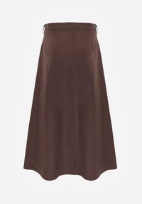 Renee - Brązowa Bawełniana Spódnica o Rozkloszowanym Kroju z Plisami Nerimara. Okazja: na co dzień. Kolor: brązowy. Materiał: bawełna. Wzór: aplikacja. Sezon: lato. Styl: casual #3