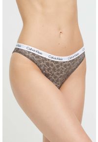 Calvin Klein Underwear brazyliany kolor zielony z koronki. Kolor: zielony. Materiał: koronka. Wzór: koronka