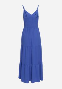 Born2be - Granatowa Sukienka na Regulowanych Ramiączkach z Gumką w Pasie Ebisina. Okazja: na co dzień. Kolor: niebieski. Długość rękawa: na ramiączkach. Sezon: lato. Styl: casual, elegancki #4