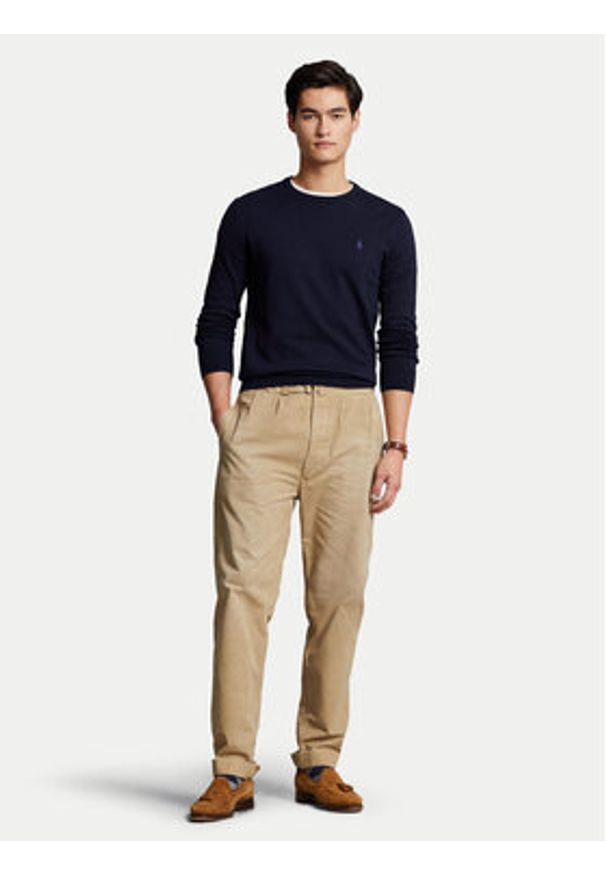 Polo Ralph Lauren Sweter Ls Sf Cn Pp 710684957001 Granatowy Slim Fit. Typ kołnierza: polo. Kolor: niebieski. Materiał: bawełna