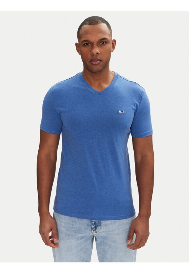 Tommy Jeans T-Shirt Jaspe DM0DM20364 Niebieski Slim Fit. Kolor: niebieski. Materiał: bawełna, syntetyk
