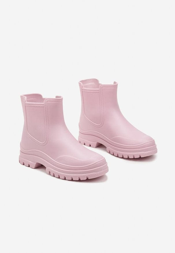 Born2be - Różowe Kalosze Typu Sztyblety Evellexia. Okazja: na co dzień. Kolor: różowy. Materiał: jeans. Wzór: aplikacja. Styl: elegancki, casual