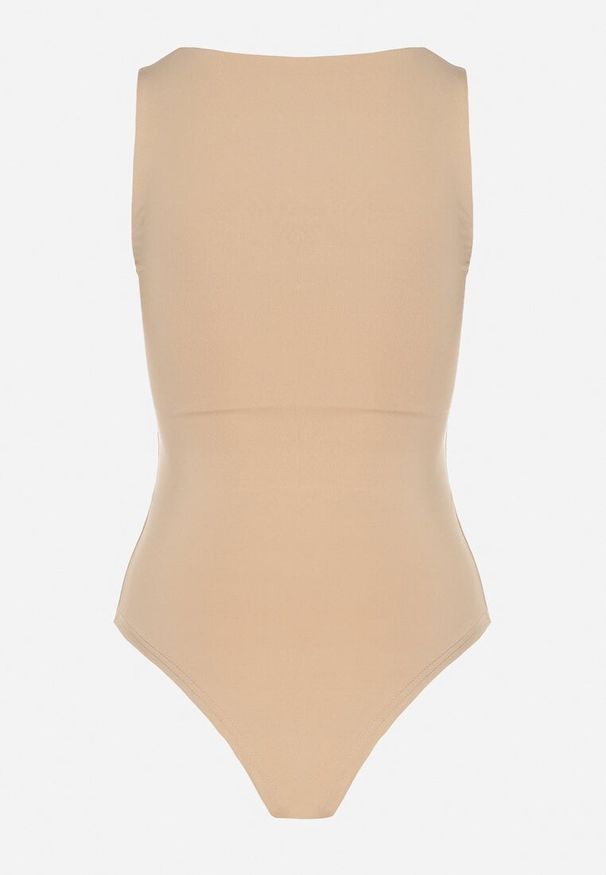 Born2be - Beżowe Body Hyrmime. Typ kołnierza: dekolt kwadratowy. Kolor: beżowy. Materiał: dzianina, jeans. Długość rękawa: bez rękawów. Sezon: lato. Styl: klasyczny