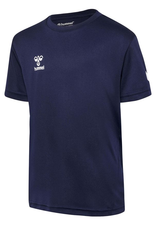 Zestaw dziecięcy koszulka i spodenki Hummel Logo. Kolor: niebieski. Materiał: dresówka. Styl: sportowy, młodzieżowy