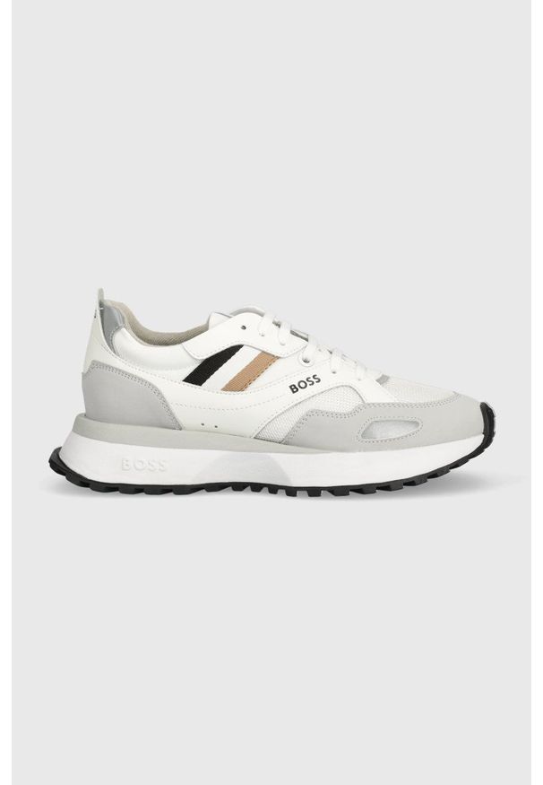 BOSS sneakersy Jonah kolor biały 50481016. Nosek buta: okrągły. Zapięcie: sznurówki. Kolor: biały. Materiał: guma. Obcas: na platformie
