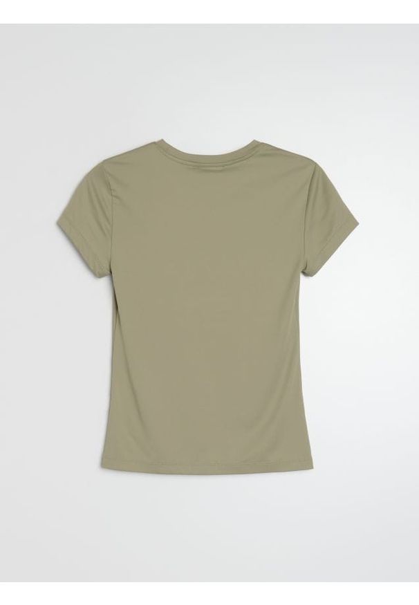 Sinsay - Gładka koszulka basic - zielony. Kolor: zielony. Wzór: gładki